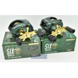 2x John Wilson Masterline Six Shooter multiplier reels 5.1:1 ratio^ marked WSS600^ level wind guide^