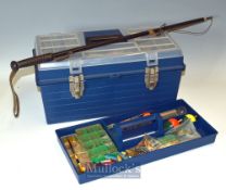 Fishing Tackle box and accessories the box with hinged compartmental lid^ removable tray internally^