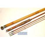 Fine J.J.S Walker Bampton & Co Makers Alnwick split cane trout fly rod – 9ft 3pc with clear Agate