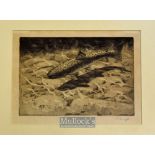 Charles Frederick Tunnicliffe (1901-1979) Hand Signed Etching of a Rainbow Trout signed in pencil