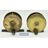 2x London Makers brass trout fly reels – incl early Holroyd Maker 59 Gracechurch St London c.1885