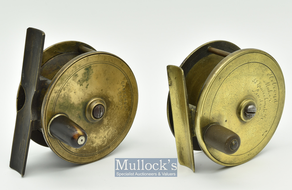 2x London Makers brass trout fly reels – incl early Holroyd Maker 59 Gracechurch St London c.1885 - Image 3 of 3