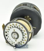 Hardy Bros England The Huskey multiplier 3 3/8” alloy fly reel wide drum^ ribbed foot^ U shaped line