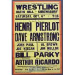 Original Wrestling Poster 0s970s – promoted by the World’s Largest promoters Wryton Promotions –