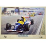 Damon Hill 1993 First Formula One Victory signed ltd ed by both the artist Tony Smith and Damon Hill