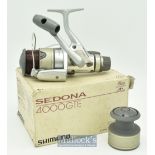 Shimano Sedona 4000 GTE fixed spool spinning reel with spare spool^ grey and silver finish^ fightin’
