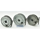3x various Hardy Bros England alloy fly reels – The Viscount 150 Mk II with paint wear to the back
