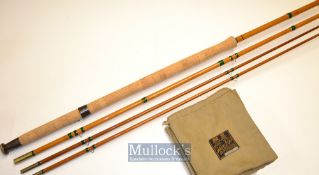 Fine Hardy Bros Alnwick “The Dapping” whole cane and greenheart fly rod ser. no. G32556- – 14ft