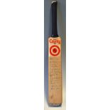 1980s Middlesex CCC signed miniature cricket bat – neatly signed in ink by 12 players to incl