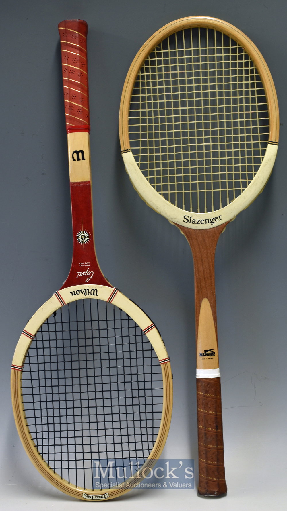 2x good modern wooden tennis rackets – Wilson Capri Speed Flex Fibre Face and Strata Bow head; and - Image 2 of 2