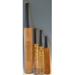 4x 1950/60s Autographed Miniature Cricket Bats – facsimile signatures to incl Australia 1953 & 1961;