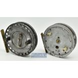 Pair of early “Flick-Em” alloy centre pin reels – Scarce Allcocks Stamped Geo Wilkins & Son Redditch