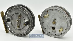 Pair of early “Flick-Em” alloy centre pin reels – Scarce Allcocks Stamped Geo Wilkins & Son Redditch