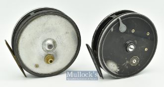 2x Interesting Allcock & Co Redditch ‘Perfection Flick-Em’ centrepin trotting reels 4 1/8” and 4”