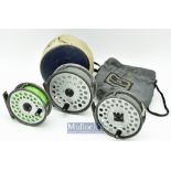 3x various Hardy Bros England The Viscount alloy fly reels – models 130 c/w line and makers pokey