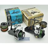 2x various spinning reels with spare spools - Columbian No.62 spinning reel in made in Japan -