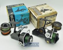 2x various spinning reels with spare spools - Columbian No.62 spinning reel in made in Japan -