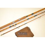 Fine Martin James Redditch “Matchman” whole cane and split cane spliced rod- 11ft 3in 3pc whole cane