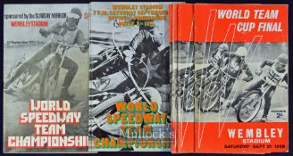Collection of World Championship Team Cup Final Speedway programmes from late 1960s early ‘70s –