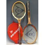 2x Fine Dunlop Maxply Unused wooden tennis rackets – to incl Maxply McEnroe M6-4 ¾ ( still with