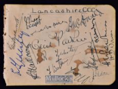 Collection of 15x early 20th c Lancashire and England Cricket Players Autographs from 1899 to 1938 –