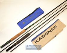 2 good carbon trout fly rods -a fine Kassnar Full Graphite 9ft 6” 2pc line 7/8# - with Fuji style