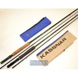 2 good carbon trout fly rods -a fine Kassnar Full Graphite 9ft 6” 2pc line 7/8# - with Fuji style