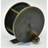 Early ‘Chevalier Bowness & Son^ 12 Bell Yard^ Temple Bar^ London’ 3 ¾” wide drum brass reel engraved