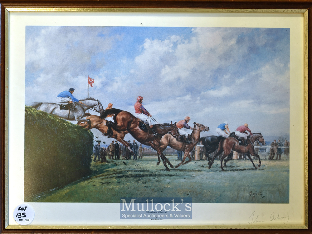 The Grand National signed colour print– titled “Bechers Brook” by Alan Fearnley and signed by (Lord)