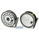 2x Hardy Bros post war alloy narrow drum trout fly reels – The Viscount 130 c/w line and spare spool