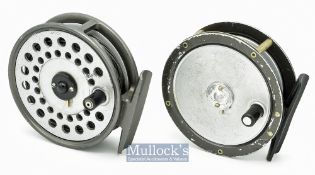 2x Hardy Bros post war alloy narrow drum trout fly reels – The Viscount 130 c/w line and spare spool