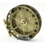 J.W. Young & Sons The Purist 2040 centrepin reel 4 ½” with on/off check^ S/R 0342^ runs smoothly -
