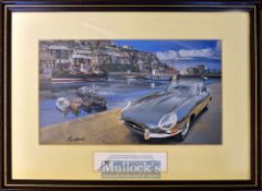 Jaguar E Type signed ltd ed by R Diggers – with annotation below and signed in pencil by the artitst