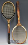 2x Good Dunlop Maxply wooden rackets – unused Tournament Graphite M5 – 4 5/8 c/w plastic sleeve