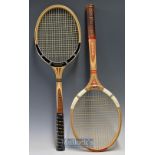 2x Good Dunlop Maxply wooden rackets – unused Tournament Graphite M5 – 4 5/8 c/w plastic sleeve