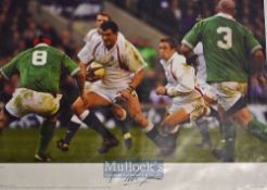 2002 Martin Johnson England and British Lions Capt signed colour rugby action poster - from Rugby