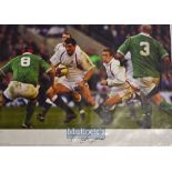 2002 Martin Johnson England and British Lions Capt signed colour rugby action poster - from Rugby