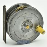 Interesting C Farlow & Co Ltd London small alloy Perfect style trout fly reel – 2 5/8” dia with