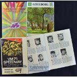 3x Sweden Championship Final Speedway Programmes from the 1970s one signed – 2x ’71 (Gothenburg)