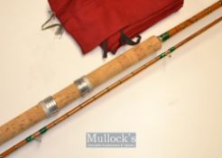 Good “Alan Johnson 19-56 - S.P.G Special ” split cane carp rod – 10ft 2pc with agate lined butt