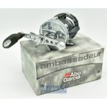 ABU Garcia Ambassadeur Record No61 multiplier reel in silver finish with domed end plate^ marked