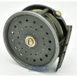 W.H Dingley Alnwick alloy salmon fly reel 4 ¼” in a ‘perfect’ style^ with nylon line^ wide drum^