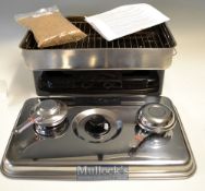 Airflo Fish Smoker - Stainless Steel c/w lid^ stand^ 2x burners^ grills and a packet of Snowbee