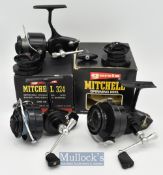 Reels (3) - Garcia Mitchell 324 fixed spool spinning reels both with spare spools^ in maker’s box^