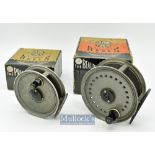 Pair of J.W Young & Sons Fly reels - The Beaudex 4” alloy fly reel wide drum^ in original box^