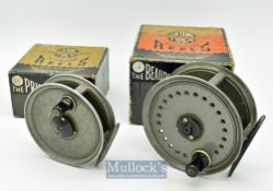 Pair of J.W Young & Sons Fly reels - The Beaudex 4” alloy fly reel wide drum^ in original box^