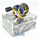 ABU Garcia Ambassadeur 5600 C4 Series multiplier reel in blue with domed end plate^ foot marked