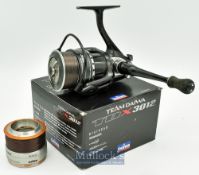 Daiwa TDX 3012 spinning reel in black^ single handle^ with spare spool^ runs smoothly^ signs of