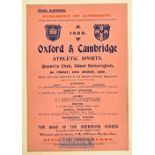 Rare 1899 Oxford v Cambridge Athletic Sports programme – single card held at Queen’s Club West