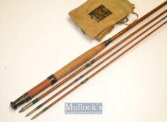 Interesting Hardy Bros Alnwick greenheart trout fly rod ser. no C46237– 10ft 3pc c/w spare tip –